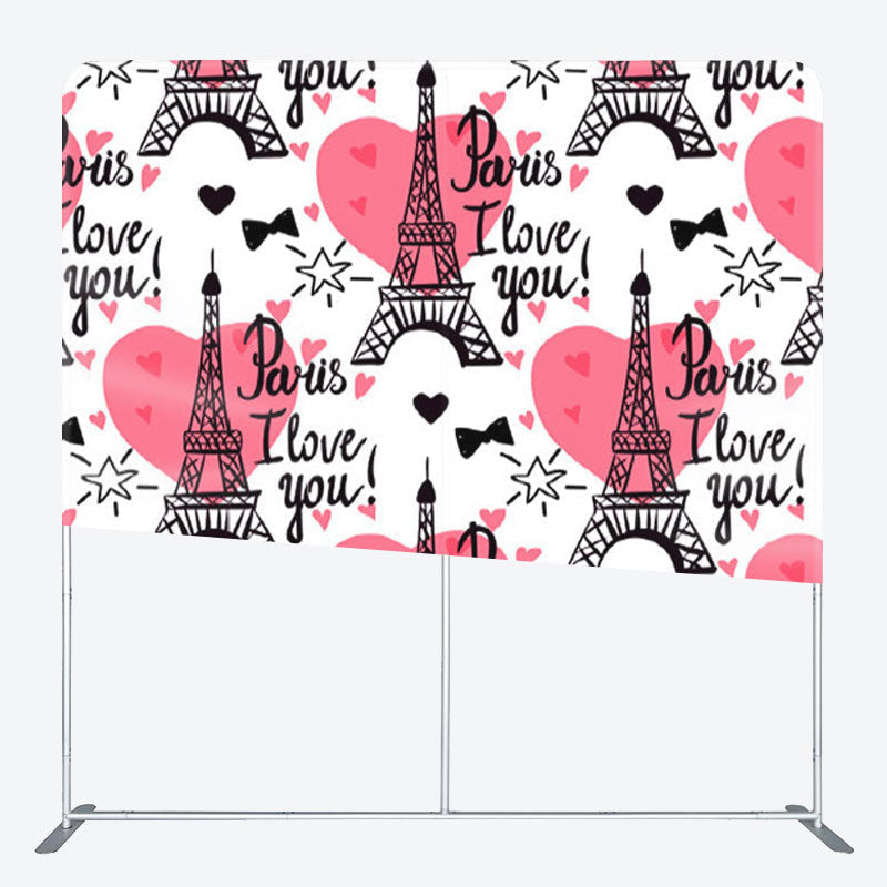 Aperturee - Aperturee Paris I Love You Red Heart Backdrop For Party Decor