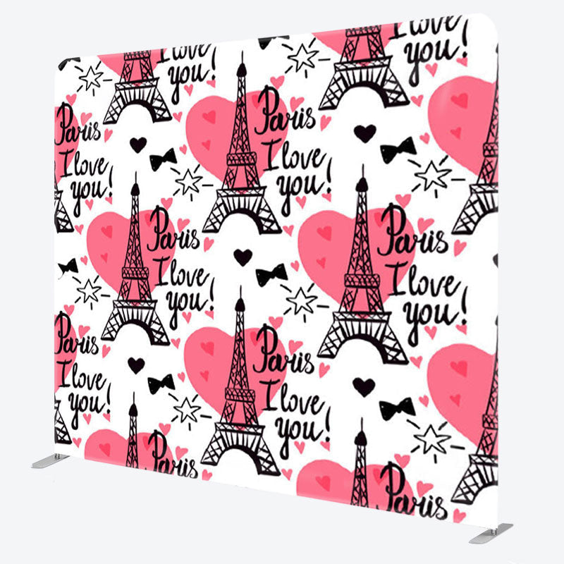 Aperturee - Aperturee Paris I Love You Red Heart Backdrop For Party Decor