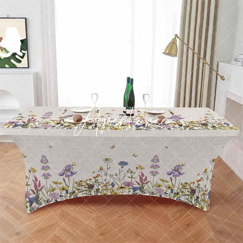 Aperturee - Aperturee Pastoral Colored Butterfly Fitted Stretch Table Cover