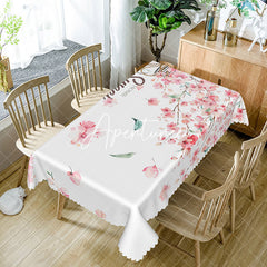 Aperturee - Aperturee Peach Blossom Spring Theme Rectangle Tablecloth