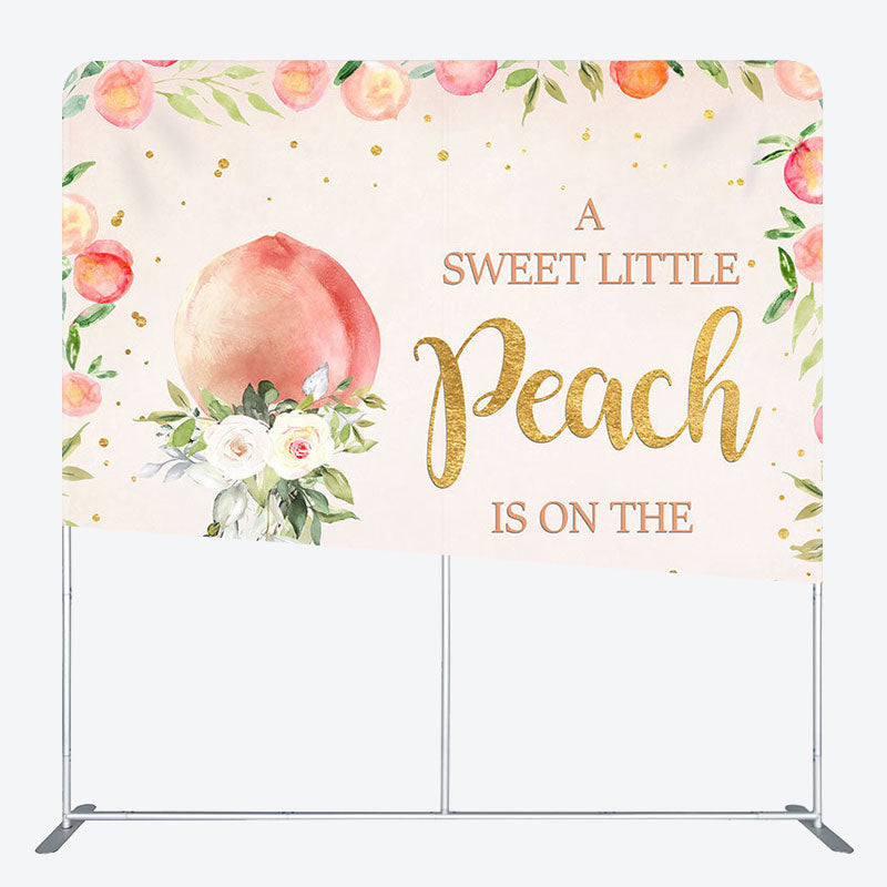 Aperturee - Aperturee Peach White Rose Fabric Backdrop Cover for Baby Shower