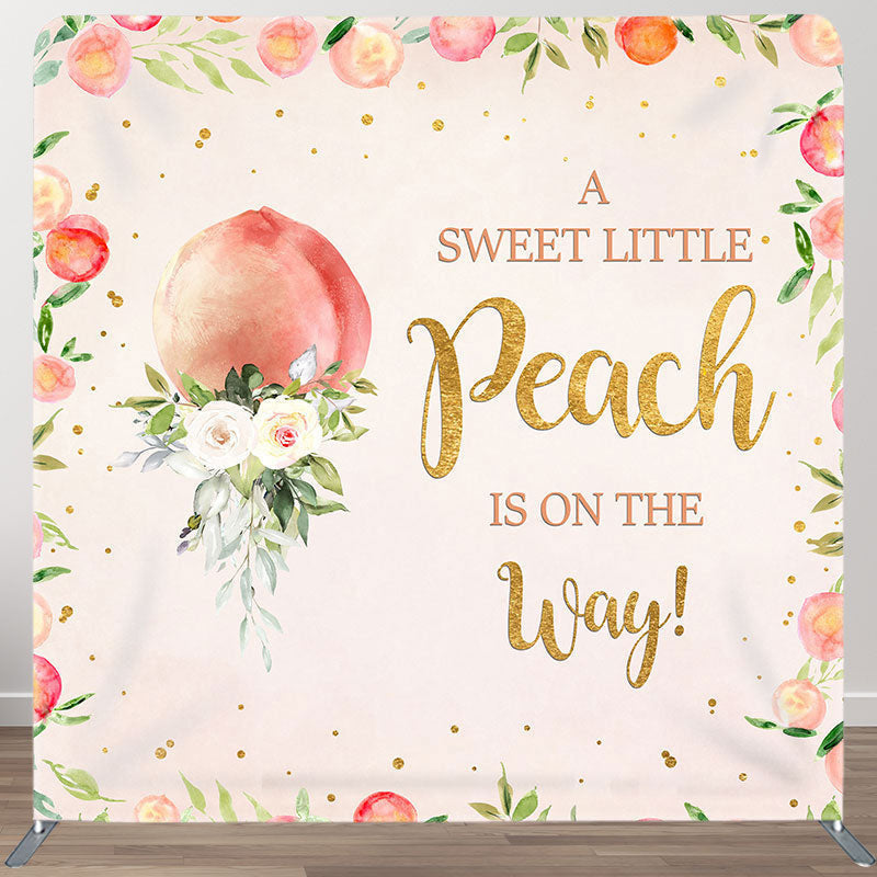 Aperturee - Aperturee Peach White Rose Fabric Backdrop Cover for Baby Shower