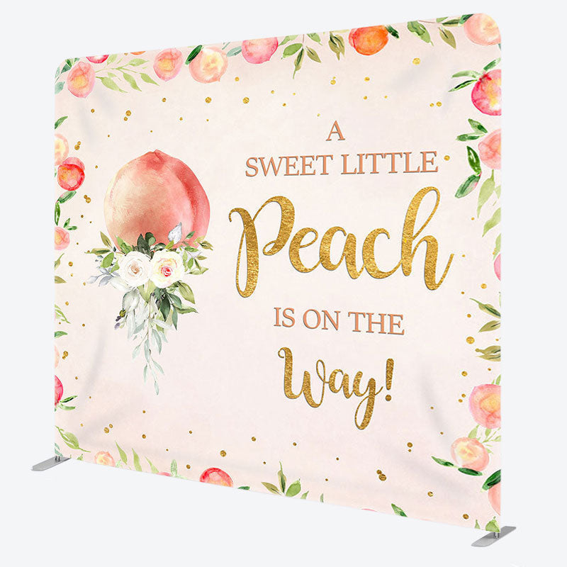 Aperturee - Aperturee Peach White Rose Fabric Backdrop Cover for Baby Shower