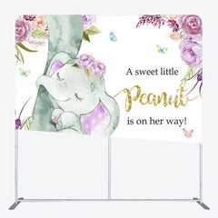 Aperturee - Aperturee Peanut Is On The Way Fabric Backdrop Cover for Baby Shower