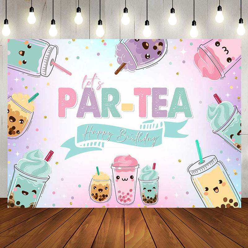 Aperturee - Aperturee Pearl Milk Tea Lets Partea Happy Birthday Backdrop