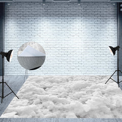 Aperturee - Aperturee Peculiar Winter White Snowy Fabric Floor Backdrop