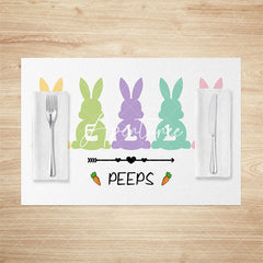 Aperturee - Aperturee Peeps Colorful Bunny Hello Easter Set Of 4 Placemats