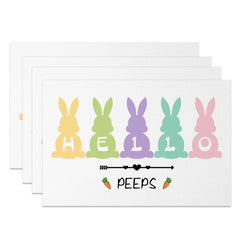 Aperturee - Aperturee Peeps Colorful Bunny Hello Easter Set Of 4 Placemats