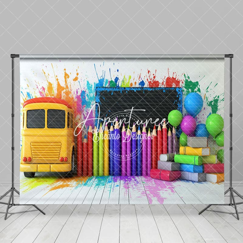 Aperturee - Aperturee Pencils Back To School Chalkboard Photography Backdrop