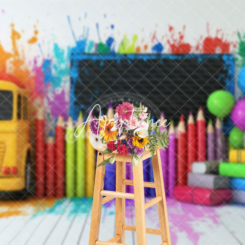 Aperturee - Aperturee Pencils Back To School Chalkboard Photography Backdrop