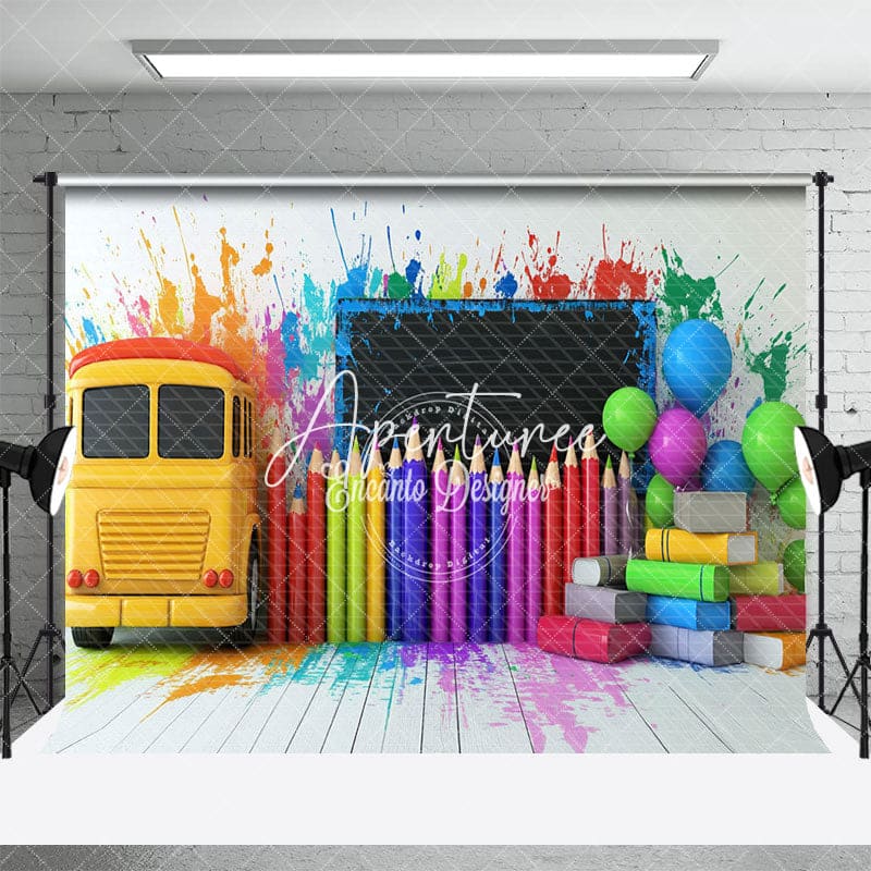 Aperturee - Aperturee Pencils Back To School Chalkboard Photography Backdrop