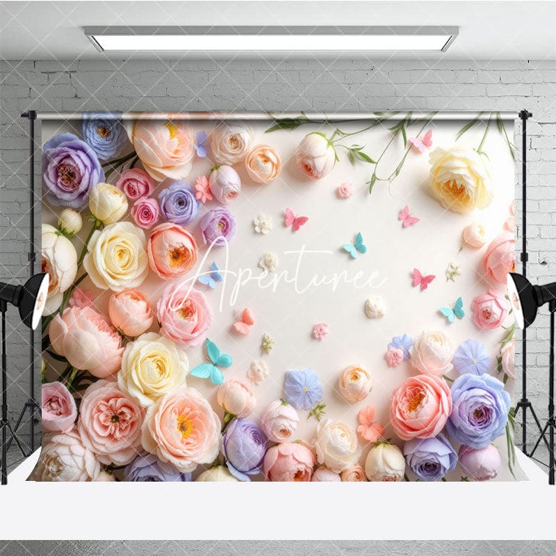 Aperturee - Aperturee Peony Rose Floral Wall Spring Photography Backdrop