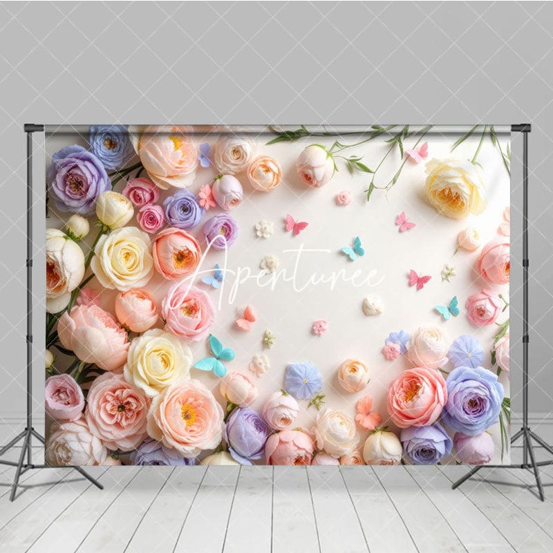 Aperturee - Aperturee Peony Rose Floral Wall Spring Photography Backdrop