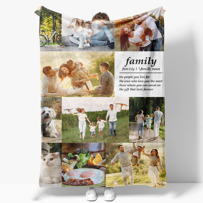 Aperturee - Aperturee Personalized Family Love Stitched Photos Blanket