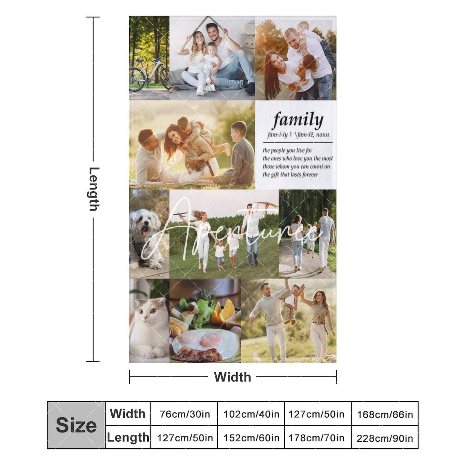 Aperturee - Aperturee Personalized Family Love Stitched Photos Blanket