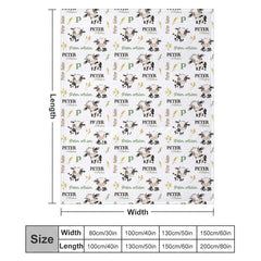 Aperturee - Aperturee Personalized Farm Cow Name Blanket for Baby