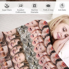 Aperturee - Aperturee Personalized Funny Dense Family Pet Face Blanket