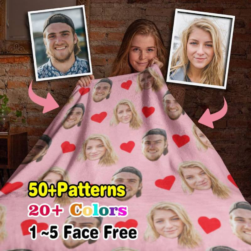 Aperturee - Aperturee Personalized Photo Face Blanket For Family Lovers