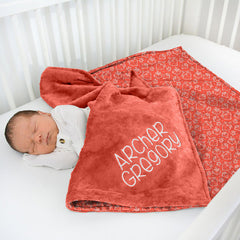 Aperturee - Aperturee Personalized Red Sweet Starwberry Minky Baby Blanket