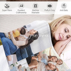 Aperturee - Aperturee Personalized Sweet Family Stitched Photos Blanket