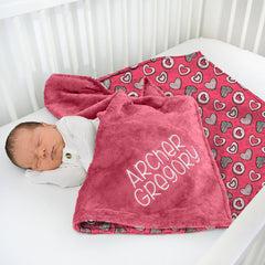 Aperturee - Aperturee Personalized Sweet Hearts Love Minky Baby Blanket