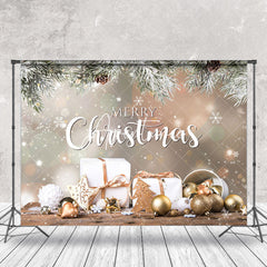 Aperturee - Aperturee Pine Leaves Gifts Bells Bokeh Christmas Backdrop