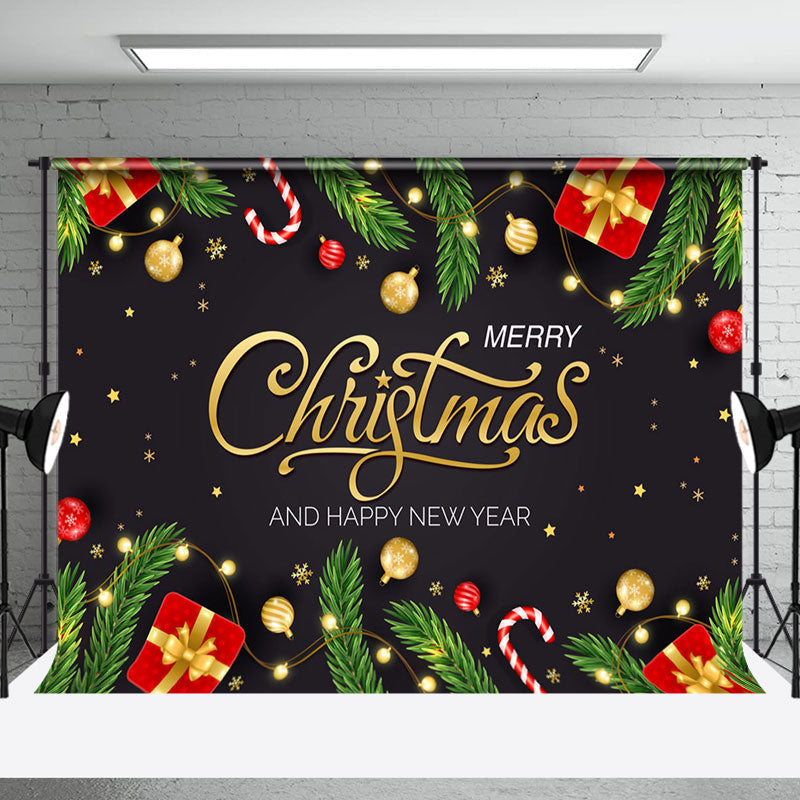 Aperturee - Aperturee Pine Leaves Gifts Merry Christmas New Year Backdrop