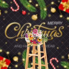 Aperturee - Aperturee Pine Leaves Gifts Merry Christmas New Year Backdrop