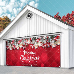 Aperturee - Aperturee Pine Leaves Pendant Red Christmas Garage Door Banner