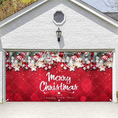 Aperturee - Aperturee Pine Leaves Pendant Red Christmas Garage Door Banner