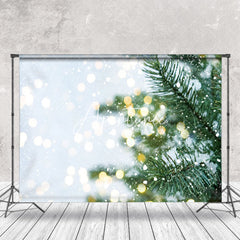 Aperturee - Aperturee Pine Tree Blurred White Lights Winter Photo Backdrop