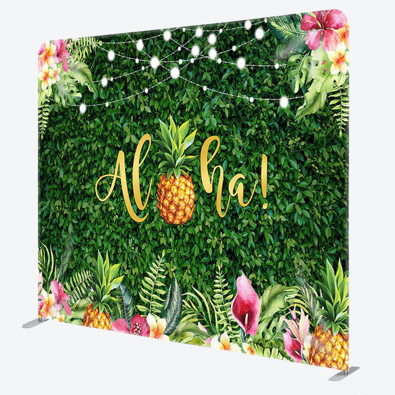 Aperturee - Aperturee Pineapple And Leaves Fabric Backdrop Cover for Birthday