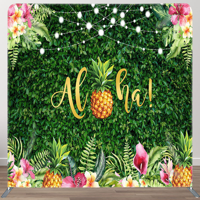 Aperturee - Aperturee Pineapple And Leaves Fabric Backdrop Cover for Birthday