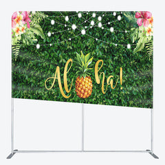 Aperturee - Aperturee Pineapple And Leaves Fabric Backdrop Cover for Birthday