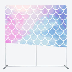 Aperturee - Aperturee Pink And Blue Mermaid Scales Birthday Party Backdrop