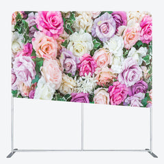 Aperturee - Aperturee Pink And White Flower Fabric Backdrop Cover for Birthday