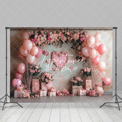 Aperturee - Aperturee Pink Balloon Arch Floral Gift Valentines Day Backdrop