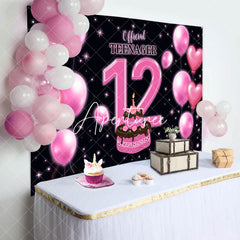 Aperturee - Aperturee Pink Balloon Cake Official Teenager 12th Backdrop