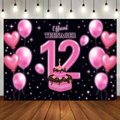 Aperturee - Aperturee Pink Balloon Cake Official Teenager 12th Backdrop