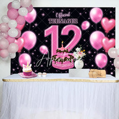 Aperturee - Aperturee Pink Balloon Cake Official Teenager 12th Backdrop