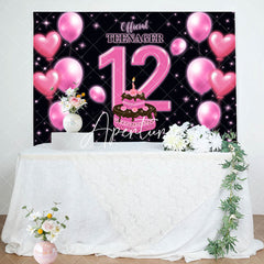 Aperturee - Aperturee Pink Balloon Cake Official Teenager 12th Backdrop