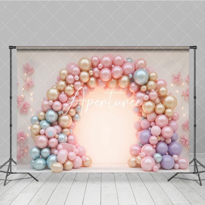 Aperturee - Aperturee Pink Balloon Garland Arch Wall Cake Smash Backdrop