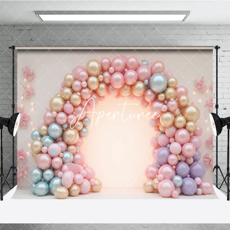 Aperturee - Aperturee Pink Balloon Garland Arch Wall Cake Smash Backdrop