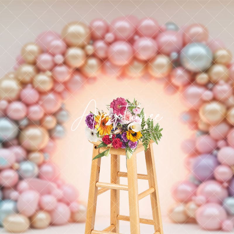 Aperturee - Aperturee Pink Balloon Garland Arch Wall Cake Smash Backdrop