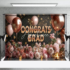 Aperturee - Aperturee Pink Balloons Romantic Rose Congrats Grad Backdrop