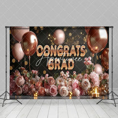 Aperturee - Aperturee Pink Balloons Romantic Rose Congrats Grad Backdrop