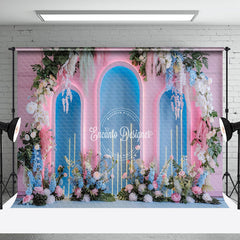 Aperturee - Aperturee Pink Blue Arch Wall Floral Romantic Wedding Backdrop