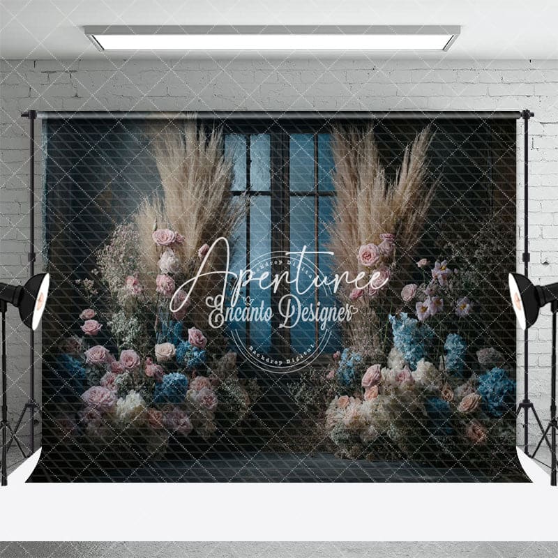 Aperturee - Aperturee Pink Blue Rose Door Boho Elegant Wedding Backdrop