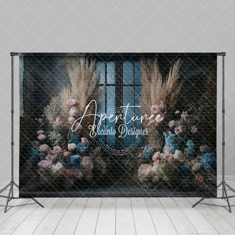 Aperturee - Aperturee Pink Blue Rose Door Boho Elegant Wedding Backdrop