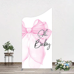 Aperturee - Aperturee Pink Bow Tie Oh Baby Gender Reveal Arch Backdrop